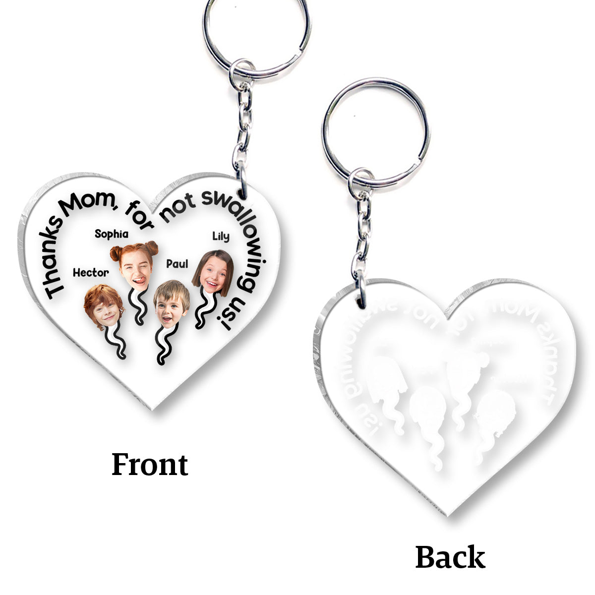 Thanks Mom For Not Swallowing Us - Personalized Mother Transparent Keychain