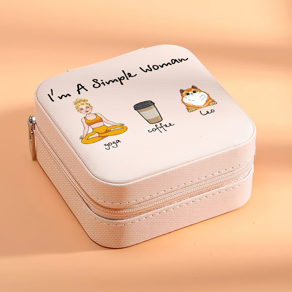 Je suis une femme simple - Cadeau de yoga pour les amoureux des chiens et des chats - Coffret à bijoux personnalisé