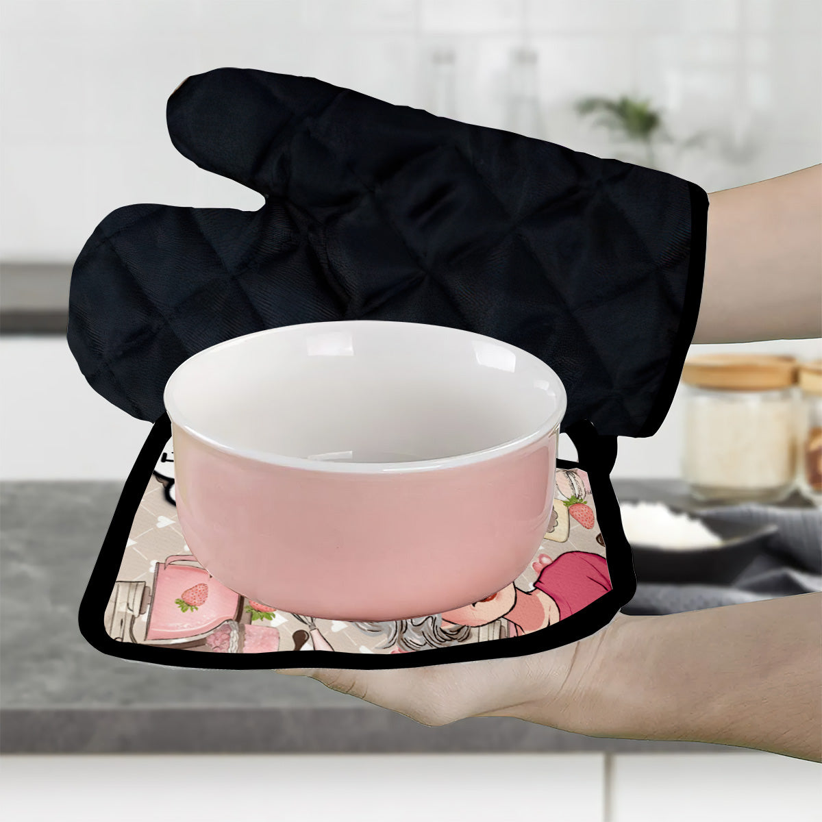 Tout a meilleur goût - Cadeau pour grand-mère - Ensemble de maniques et de gants de cuisine personnalisés