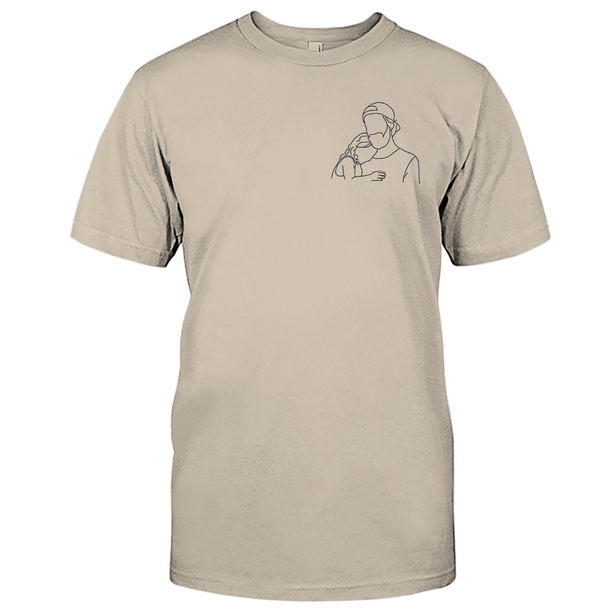 Custom Line Art - Personalized Father Embroidered T-shirt