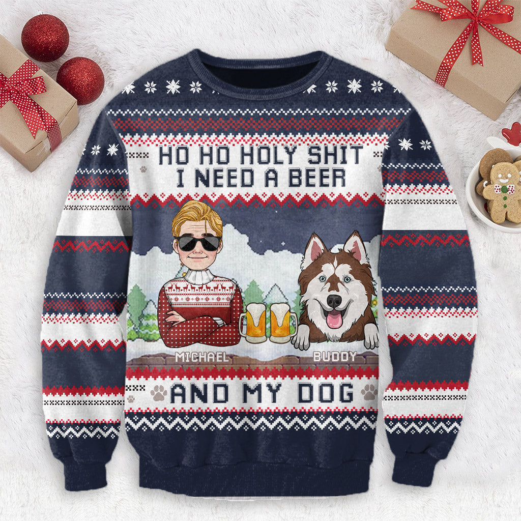 Ich brauche Bier und meinen Hund – personalisierter Hundepullover