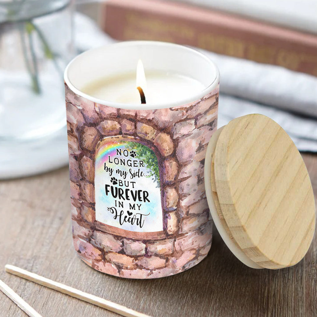 No Longer By My Side - Personalized Dog Candle With Wooden Lid