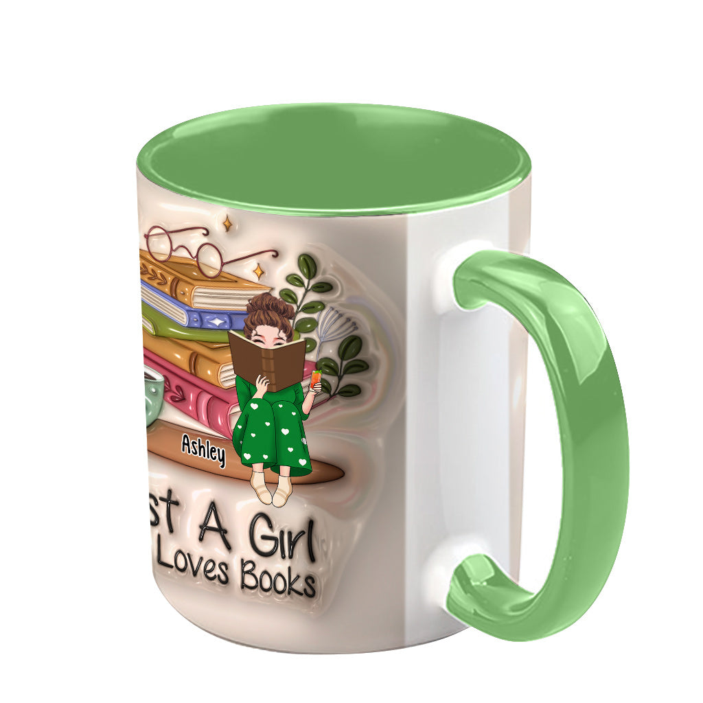Just A Girl Who Loves Books - Personalized Book Accent Mug