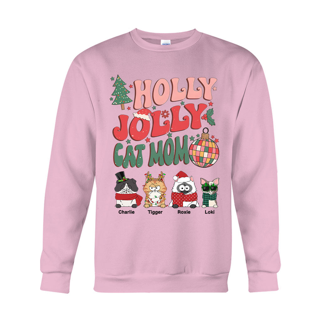 Maman chat/maman chien - T-shirt et sweat à capuche personnalisés pour chat Holly Jolly