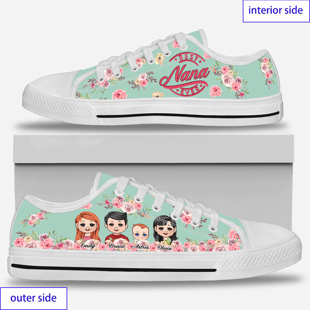 Best Grandma Mimi Nana Ever - Personalized Grandma Low Top Shoes