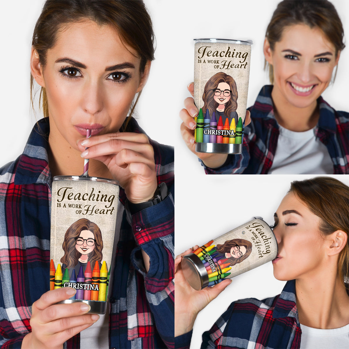 Teaching is a work of heart - Personalized Teacher Tumbler