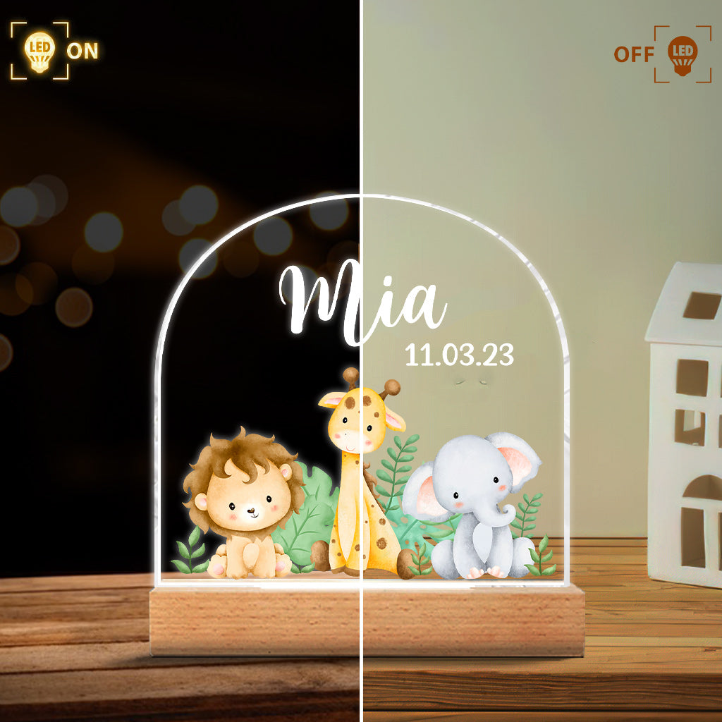 Nursery Gift For Newborn - Personalized Kid Shaped Plaque Light Base
