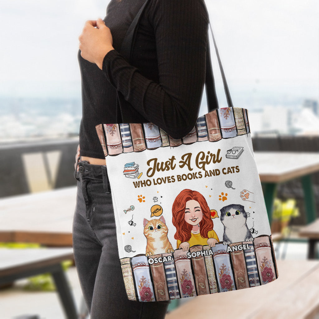 Love Books And Cats - Personalized Book Tote Bag