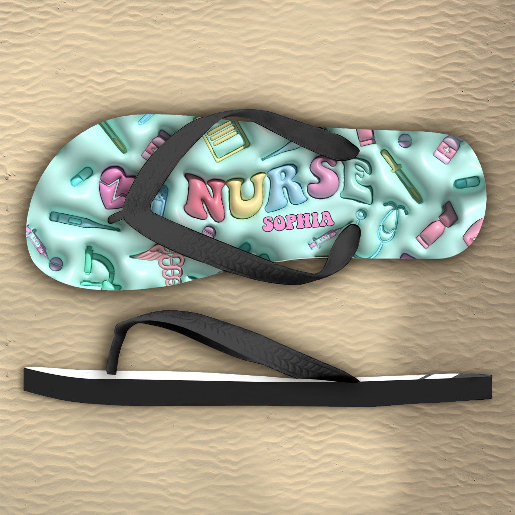Krankenschwesterleben – Personalisierte Flip-Flops für Krankenschwestern