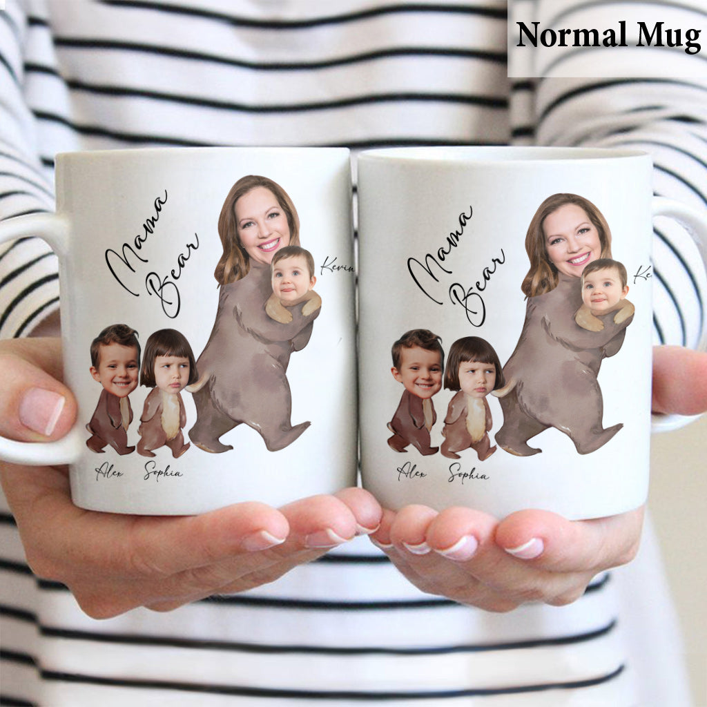 Mama Bear Watercolor Photo Custom - Personalized Mother Mug