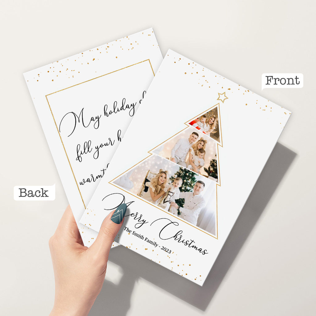 Custom Photos Names And Message Merry Christmas Card - Personalized Family Greeting Card