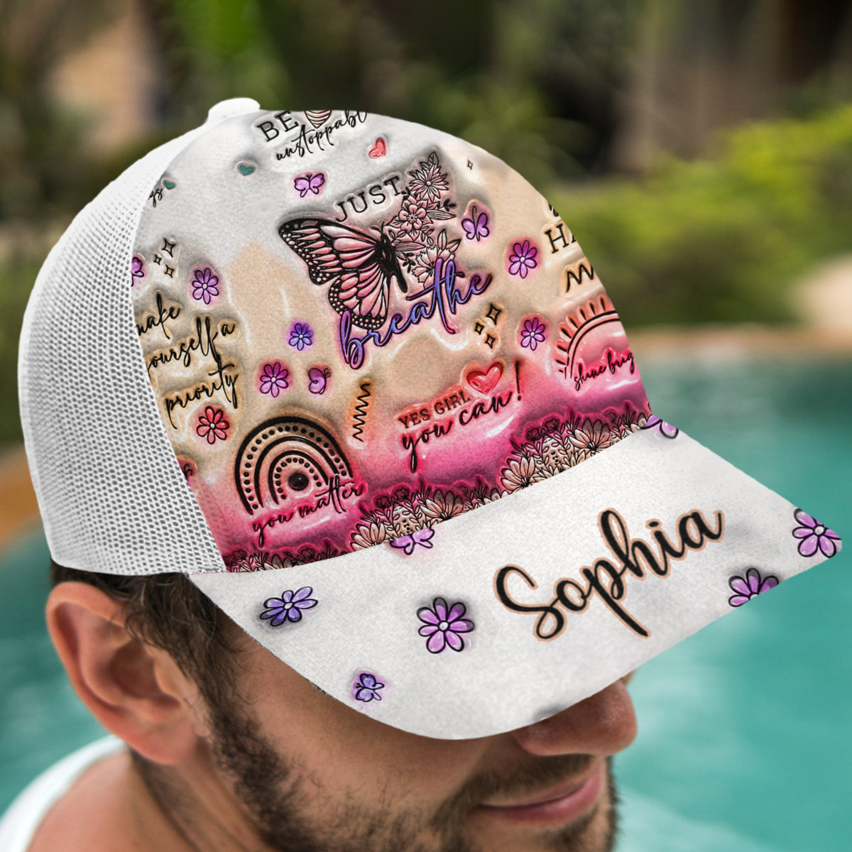 Casquette trucker papillon personnalisée avec affirmations positives