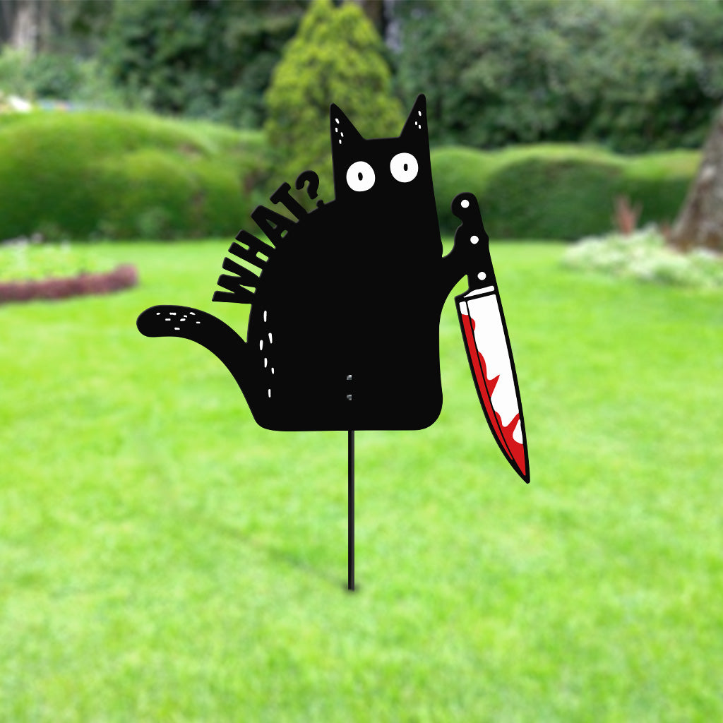 What? - Black Cat Metal Garden Art