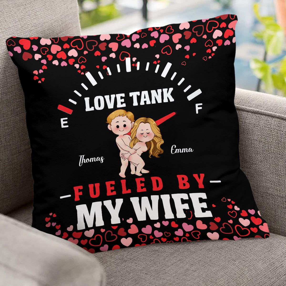 Love Tank - Personalized Husband And Wife Throw Pillow