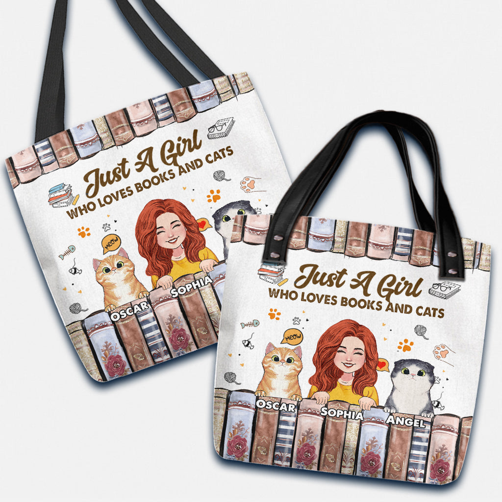 Love Books And Cats - Personalized Book Tote Bag