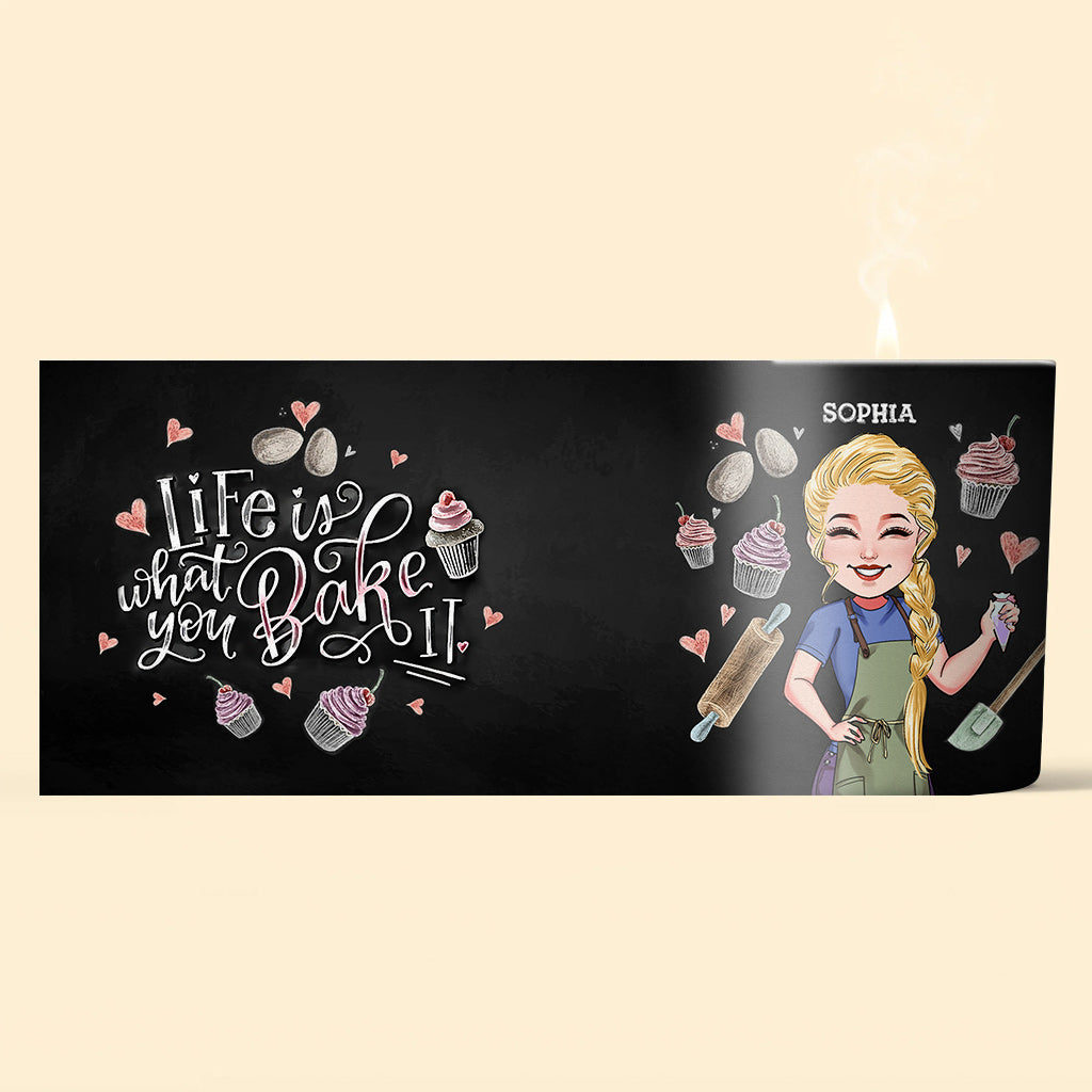 Life Is What You Bake It - Personalized Baking Candle With Wooden Lid