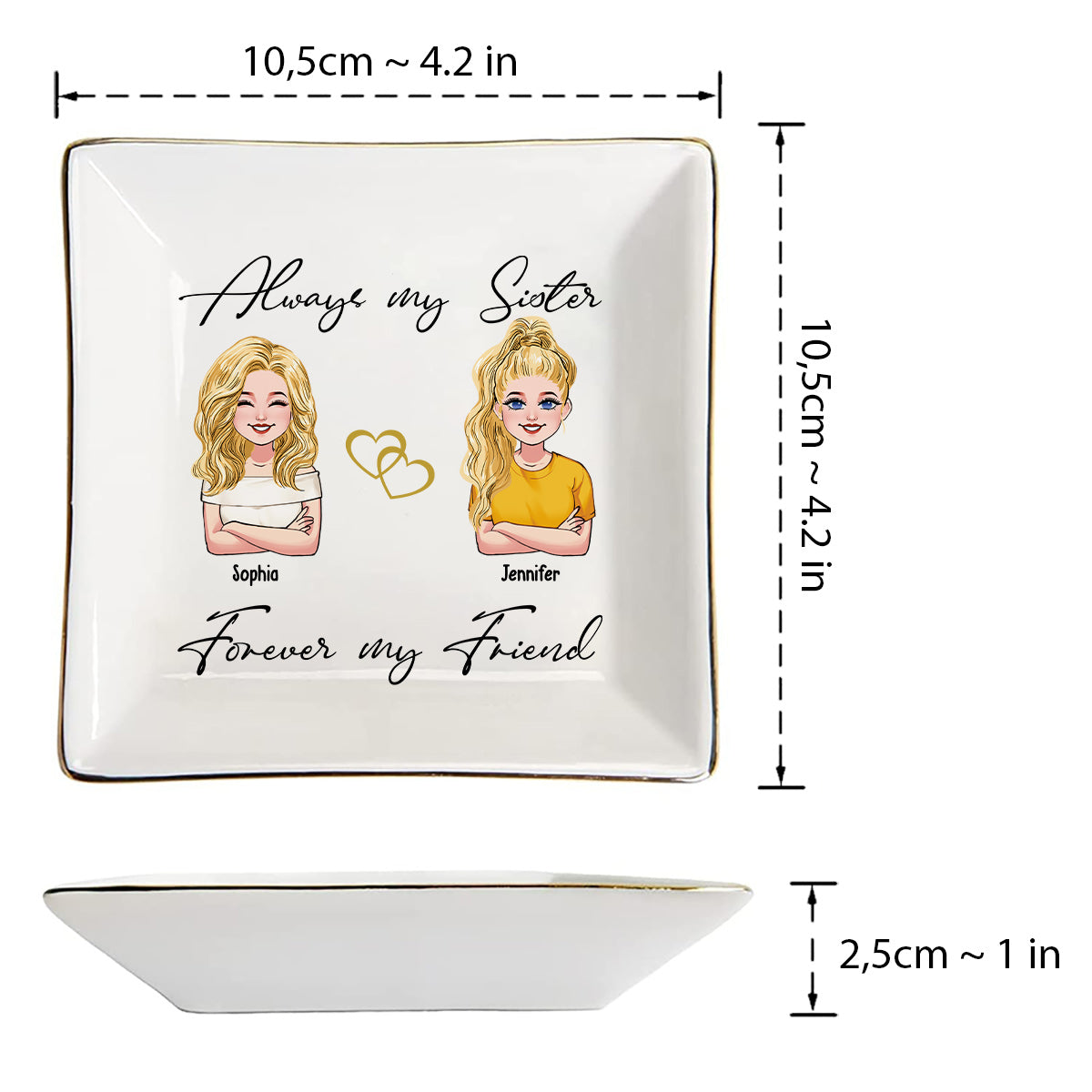 Always My Sisters - Personalized Sister Jewelry Dish