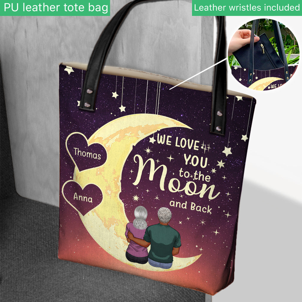 To The Moon And Back - Gift for grandma, mom, daughter, granddaughter - Personalized Tote Bag