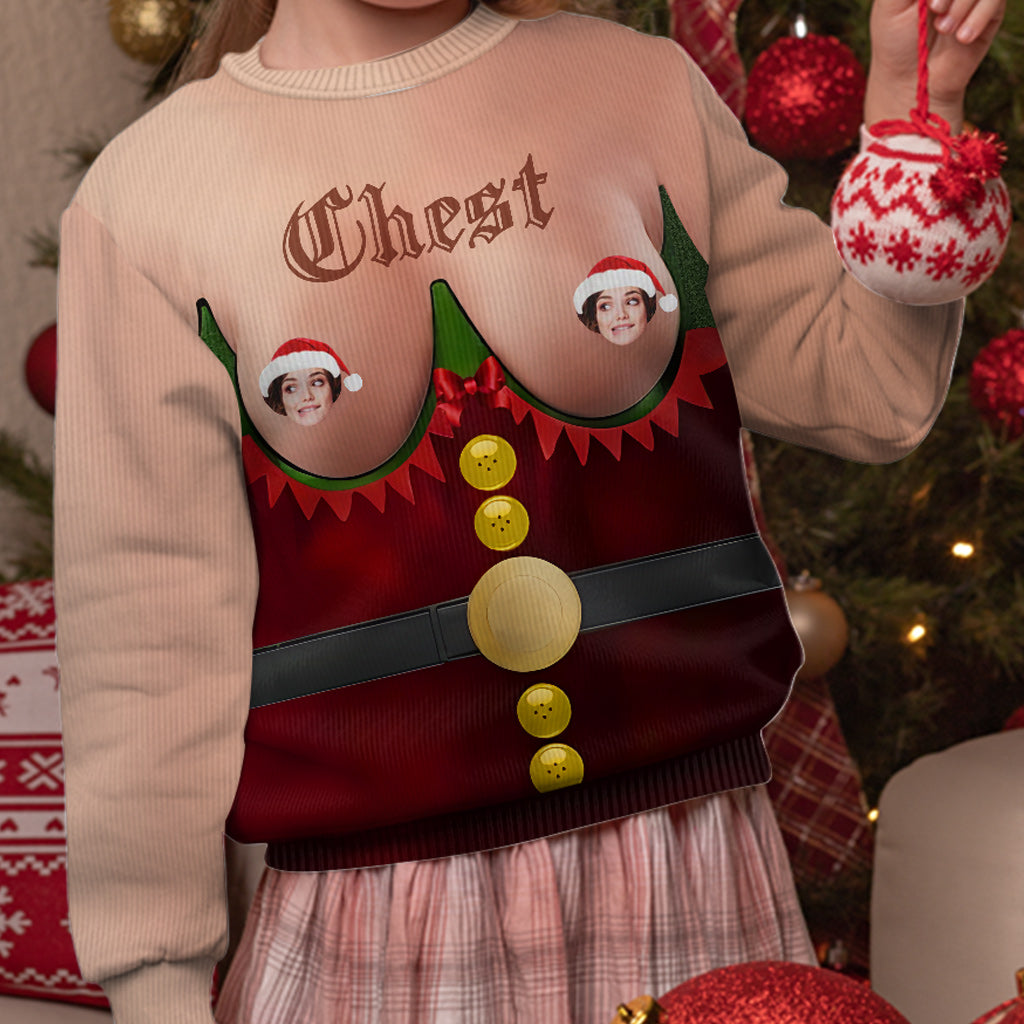 Chest vs Nut Funny Christmas Ugly Sweater - Personalized Couple Ugly Sweater