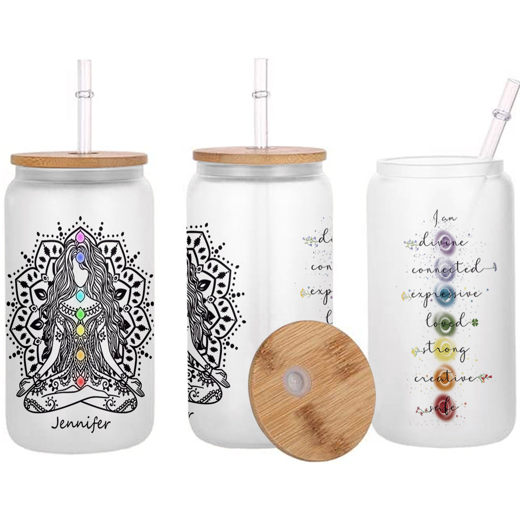 I Am Divine - Personalized Yoga Can Glass