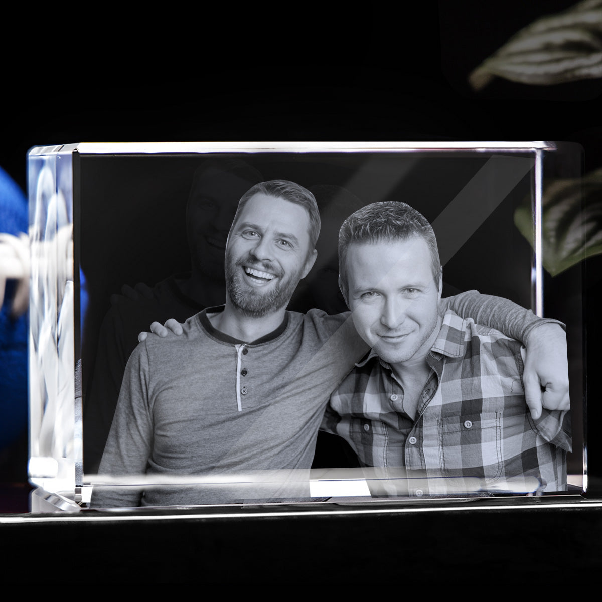 Custom Photo - Personalized Uncle Laser Engraving 3D Cuboid Shaped Crystal Lamp