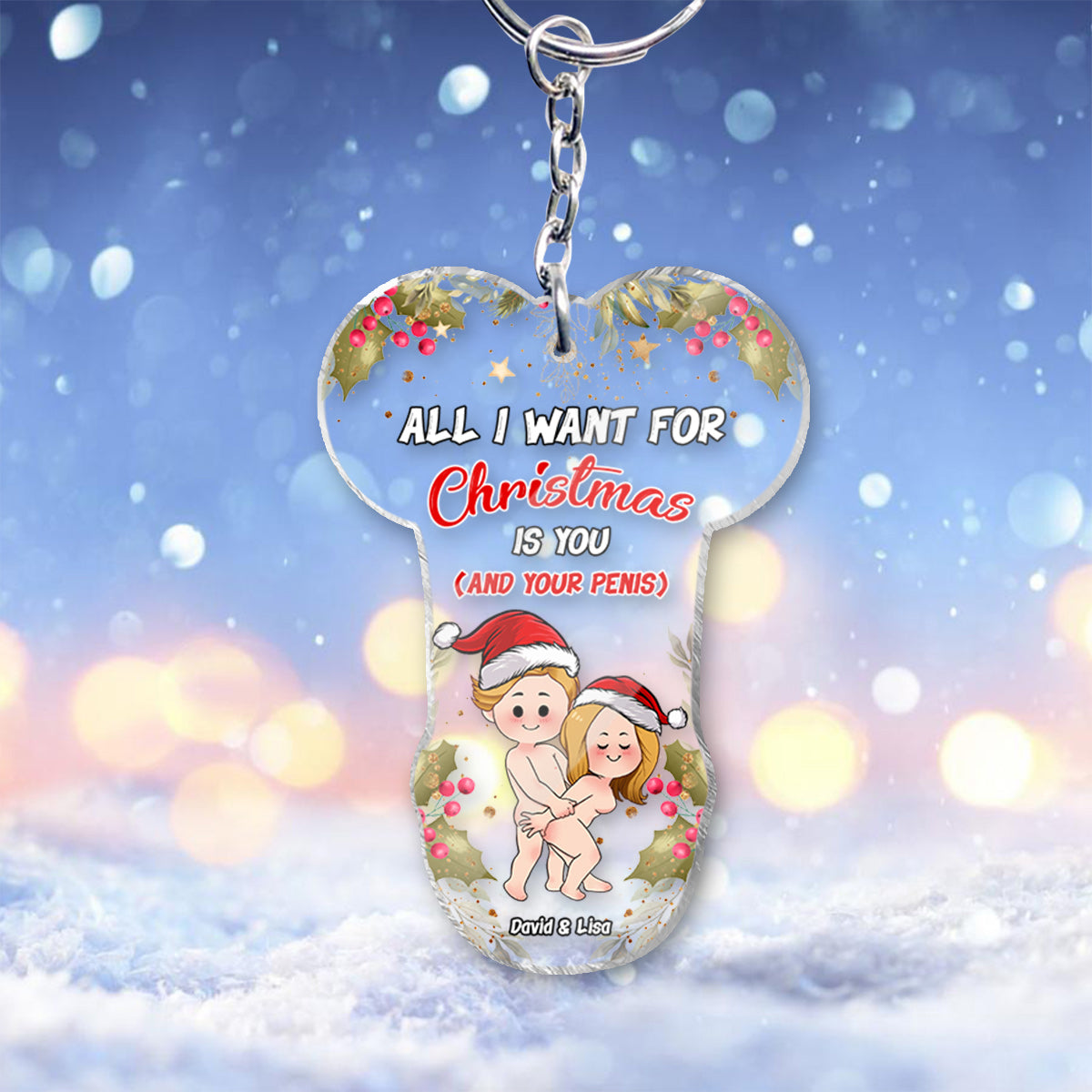 All I Want For Christmas - Personalized Couple Keychain