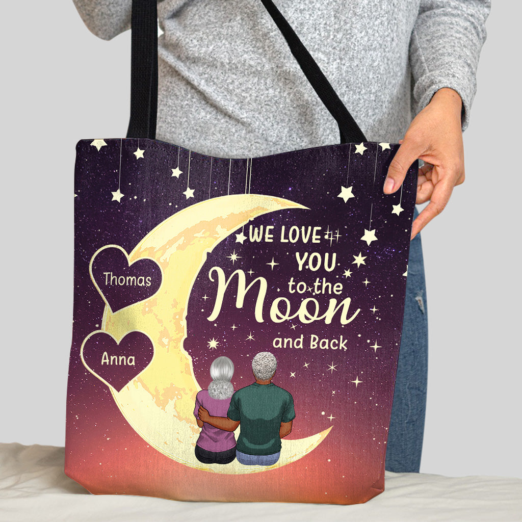 To The Moon And Back - Gift for grandma, mom, daughter, granddaughter - Personalized Tote Bag
