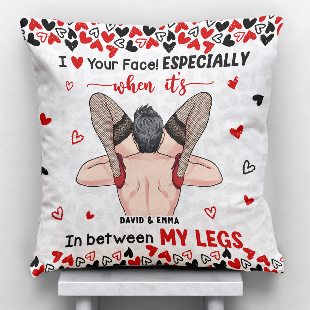 Naughty I Love Your Face - Personalized Couple Throw Pillow
