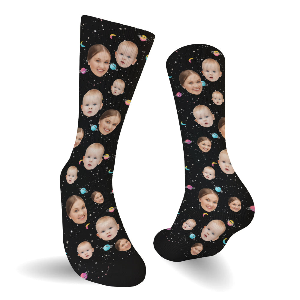 Custom Face Galaxy - Personalized Mother Socks