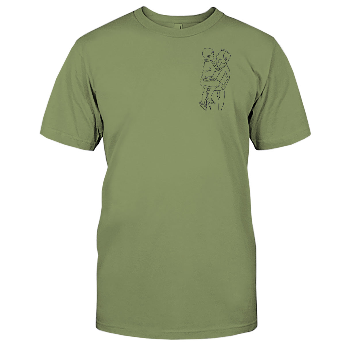 Custom Line Art - Personalized Grandpa Embroidered T-shirt