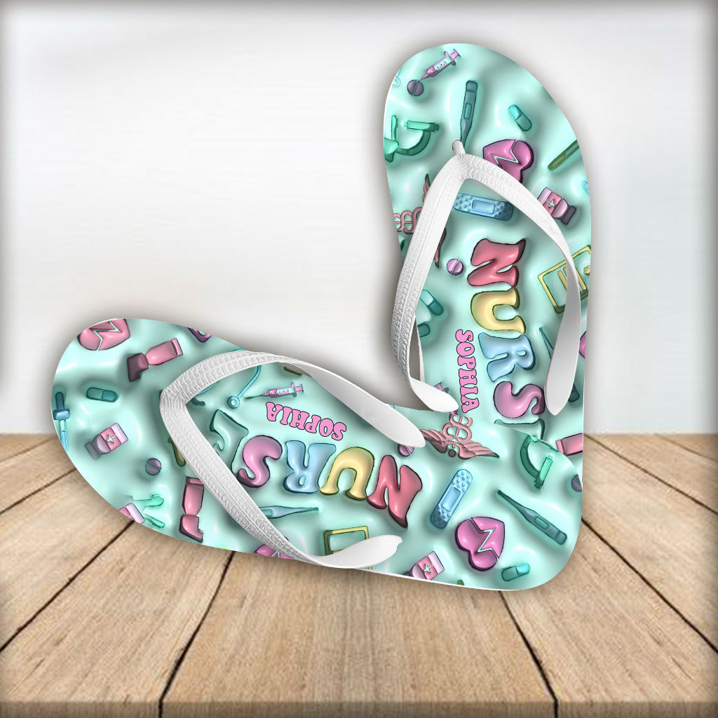 Krankenschwesterleben – Personalisierte Flip-Flops für Krankenschwestern