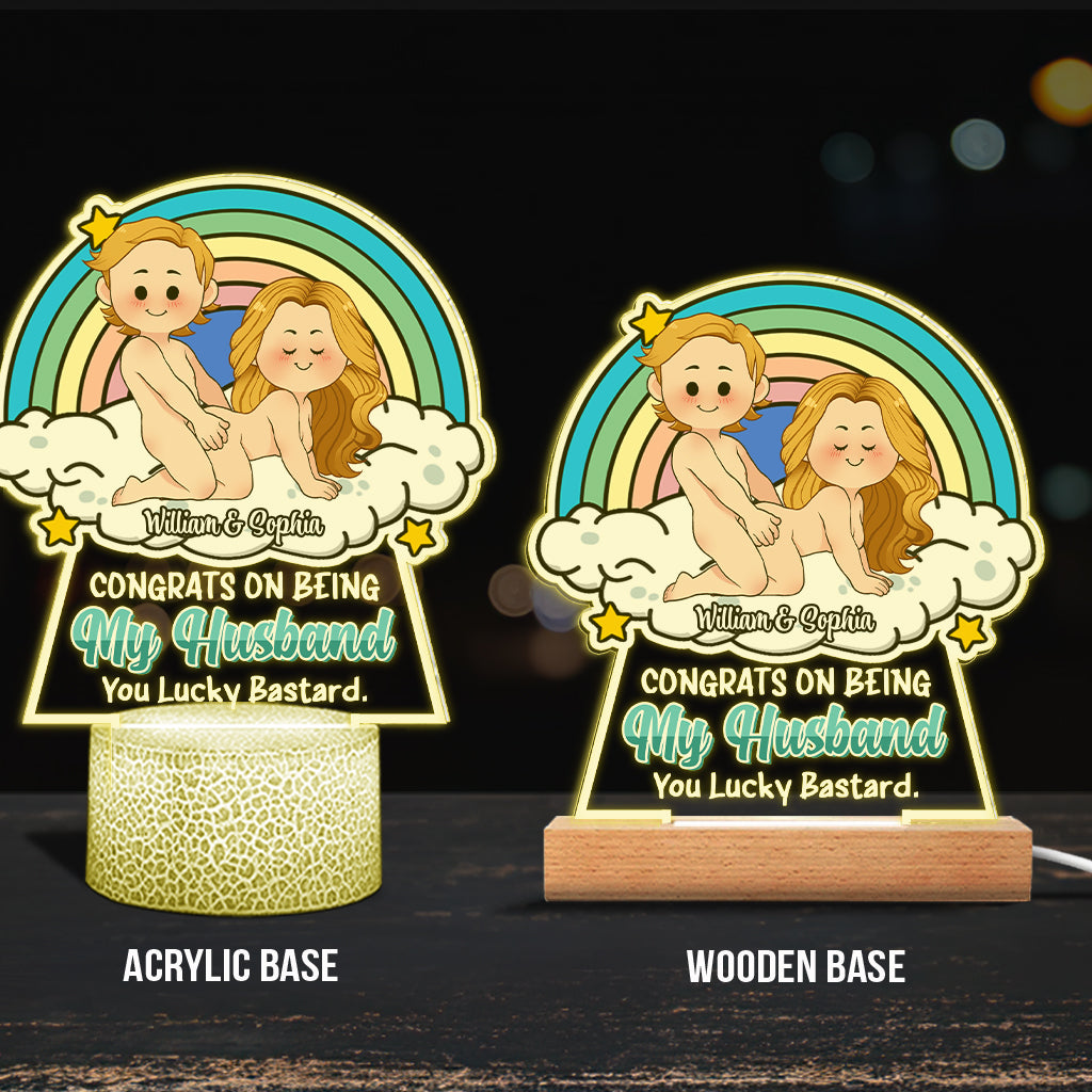 Congrats On Being My Husband - gift for husband, wife - Personalized Shaped Plaque Light Base
