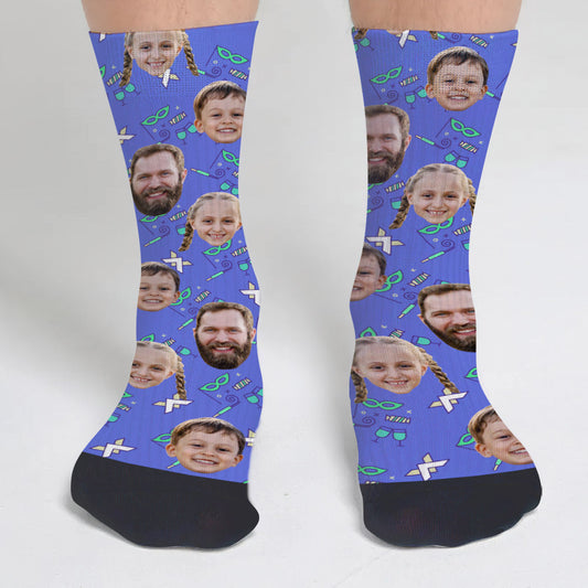 Custom Face Party Pattern - Personalized Father Socks