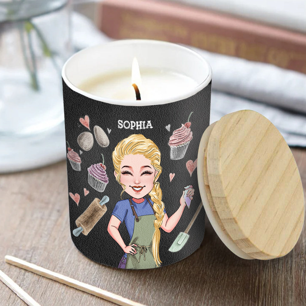 Life Is What You Bake It - Personalized Baking Candle With Wooden Lid