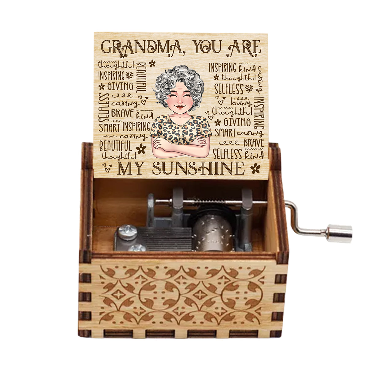 Mom You Are My Sunshine - Gift for mom, grandma, daughter, wife, aunt - Personalized Hand Crank Music Box