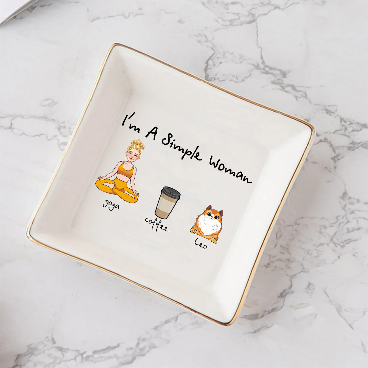 I'm A Simple Woman - Yoga gift for dog lover, cat lover, cat lover - Personalized Jewelry Dish
