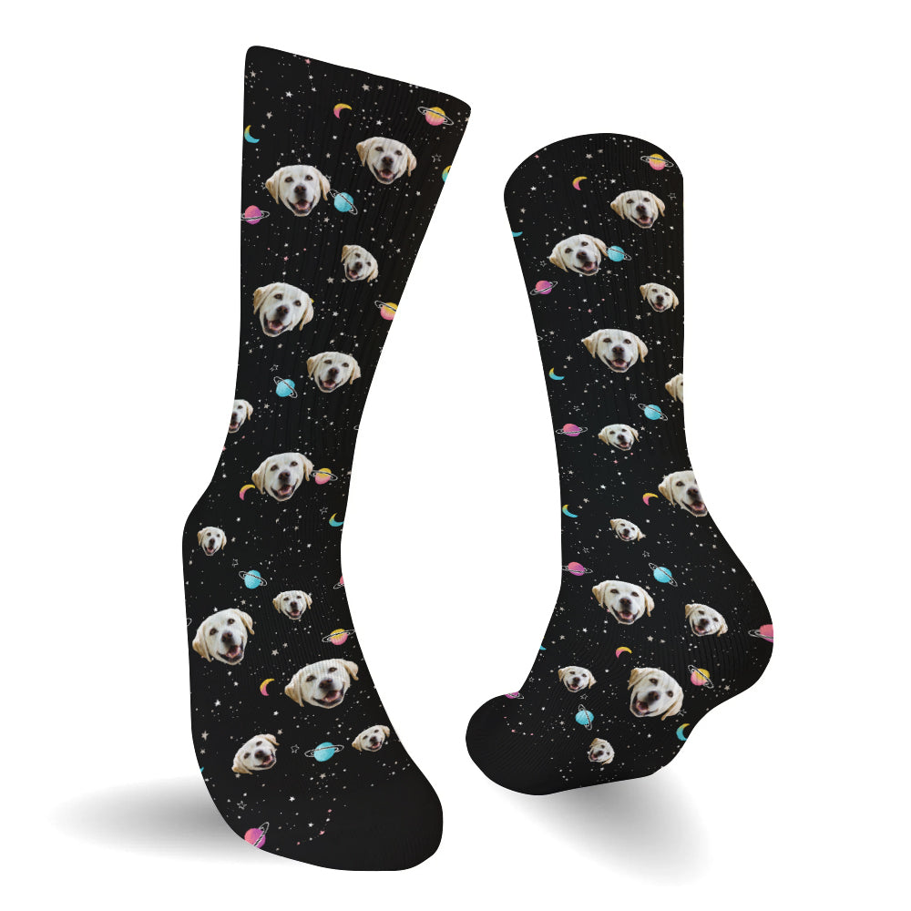 Chaussettes personnalisées pour chiens - Face Galaxy