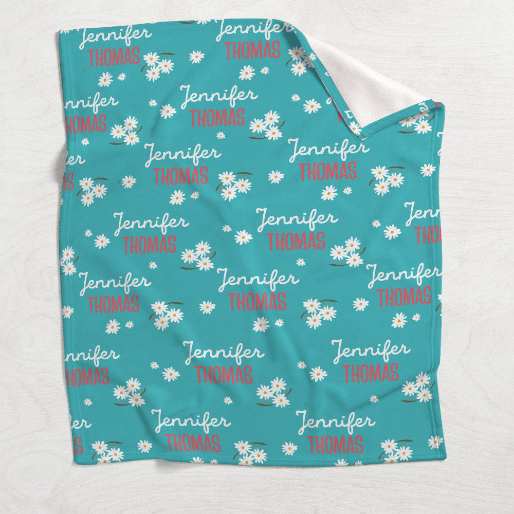 Daisy Custom Name - Personalized Couple Blanket