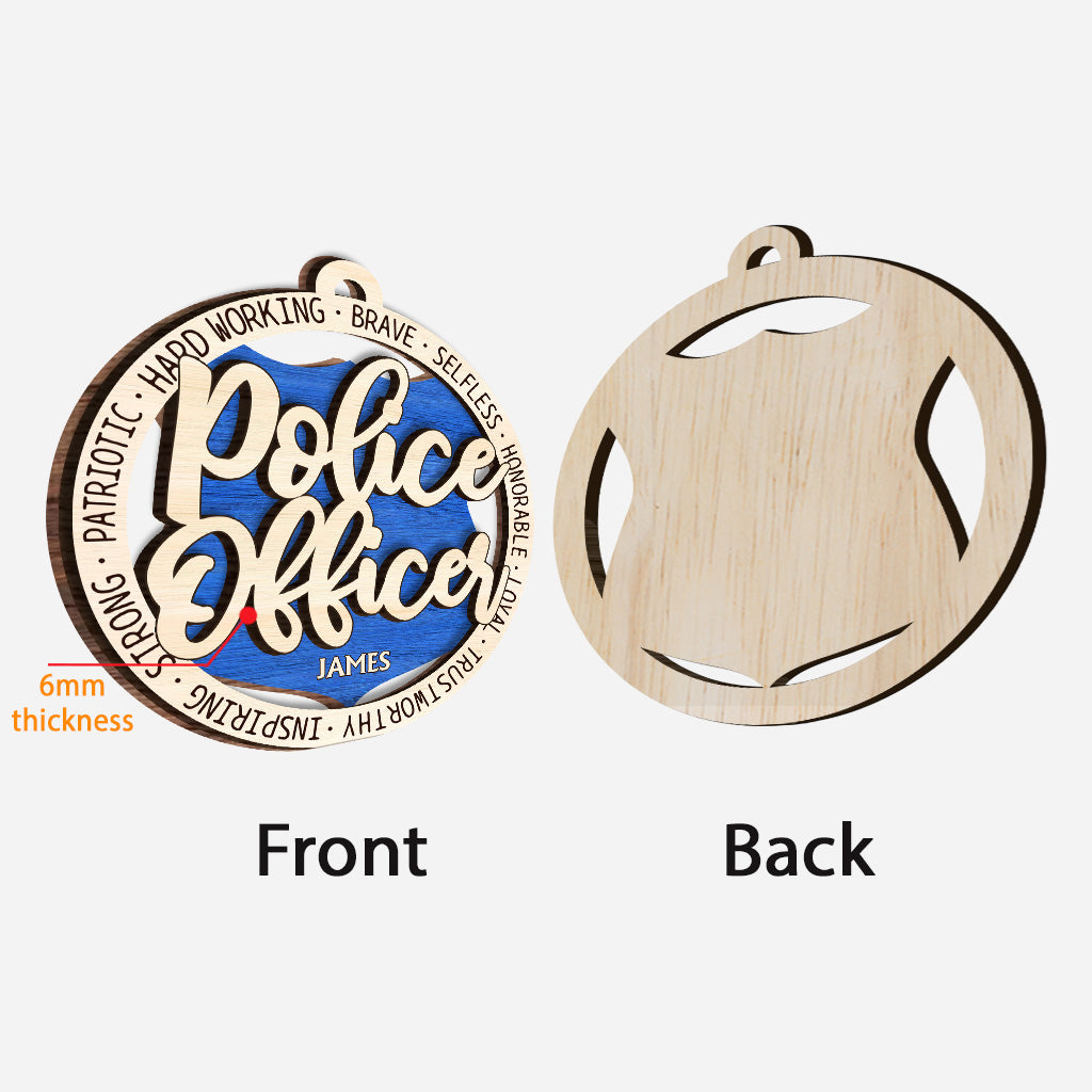 Polizist – Personalisierter Polizist, zweilagiger Holzschmuck