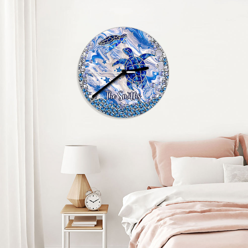 Blue Sea Turtles - Personalized Turtle Wall Clock