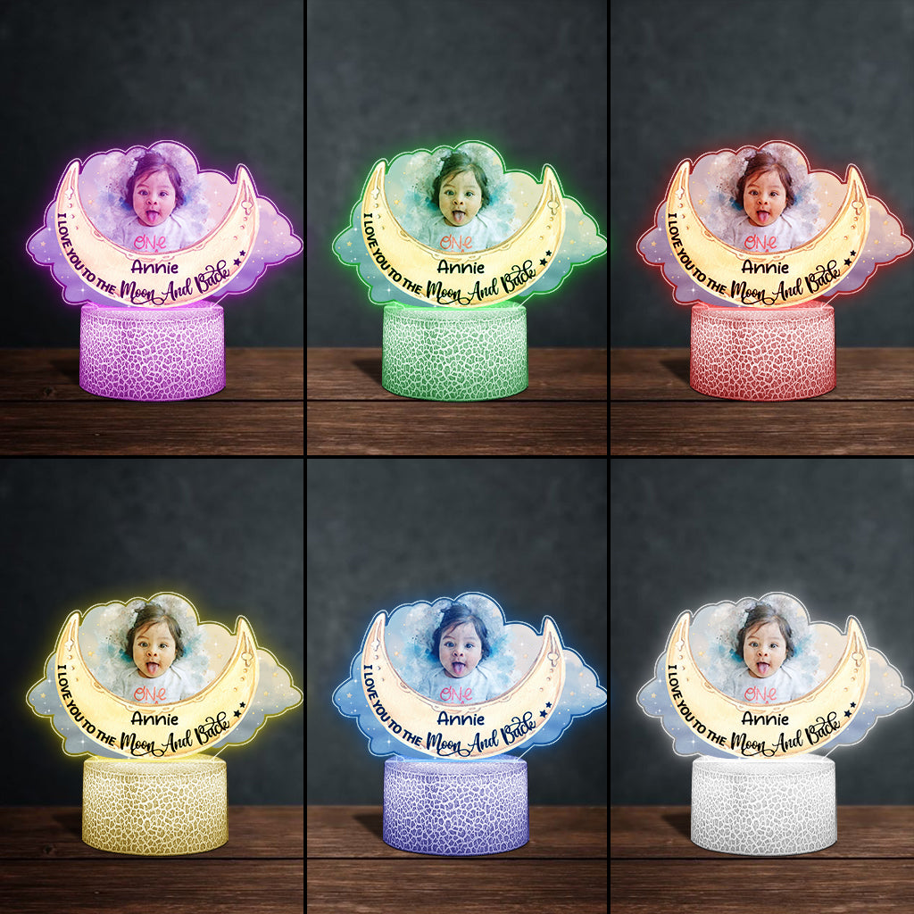 I Love You To The Moon And Back - Personalized Kid Shaped Plaque Light Base