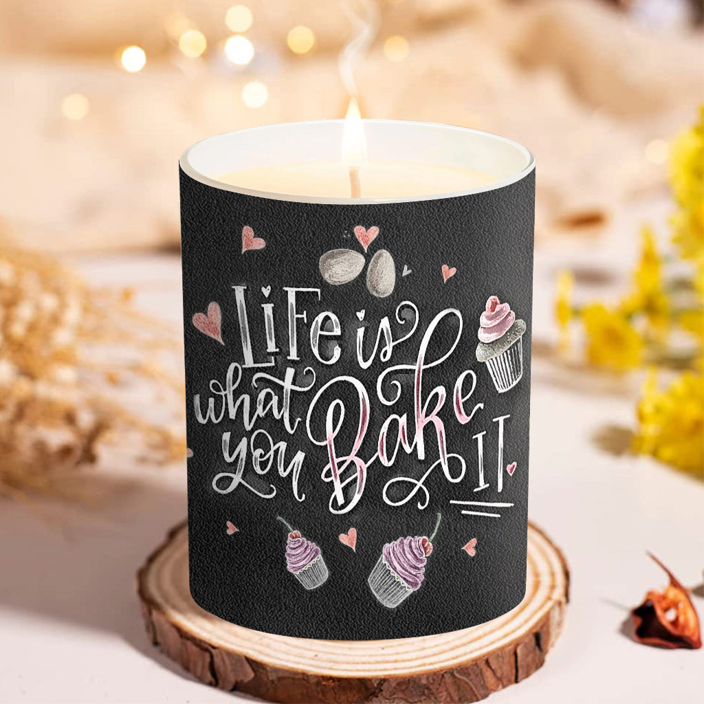 Life Is What You Bake It - Personalized Baking Candle With Wooden Lid