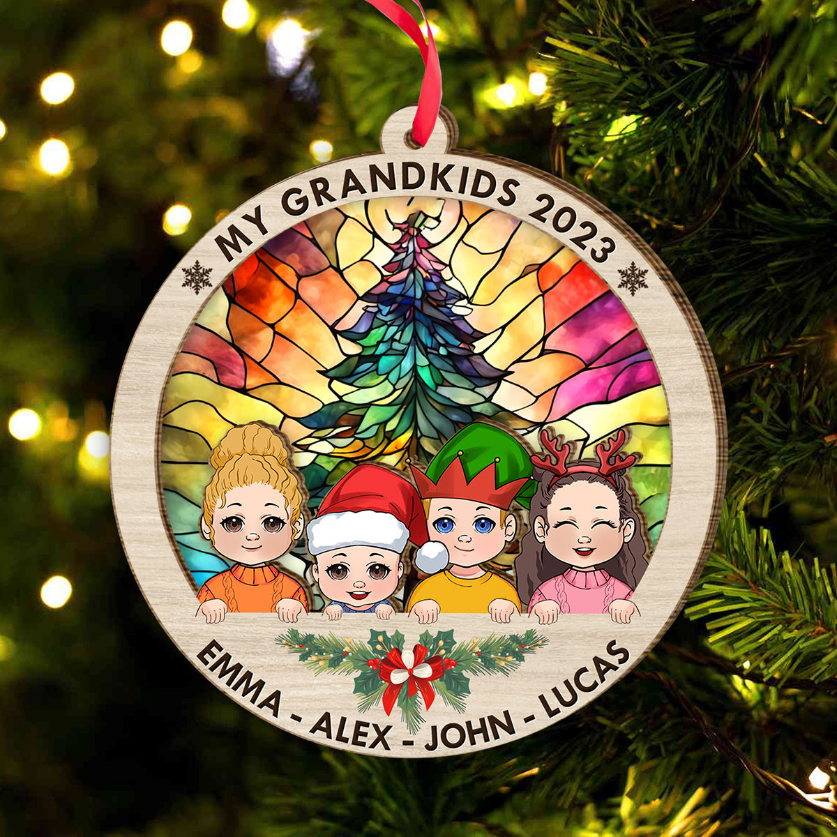 My Grandkids - Gift for grandma - Personalized 2 Layered Piece Ornament