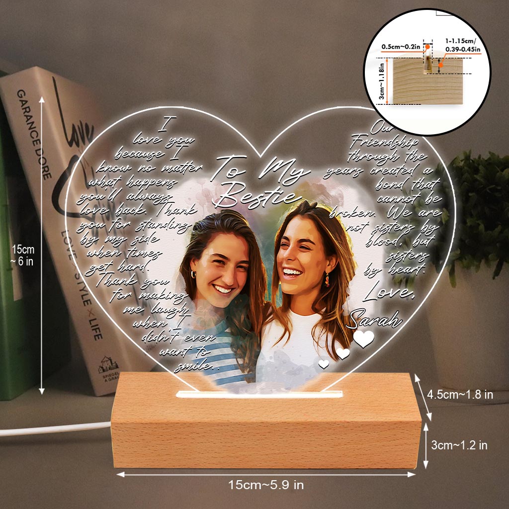 Für meine beste Freundin – Personalisierte, beste-Freundin-förmige Plakette mit Lampenfuß