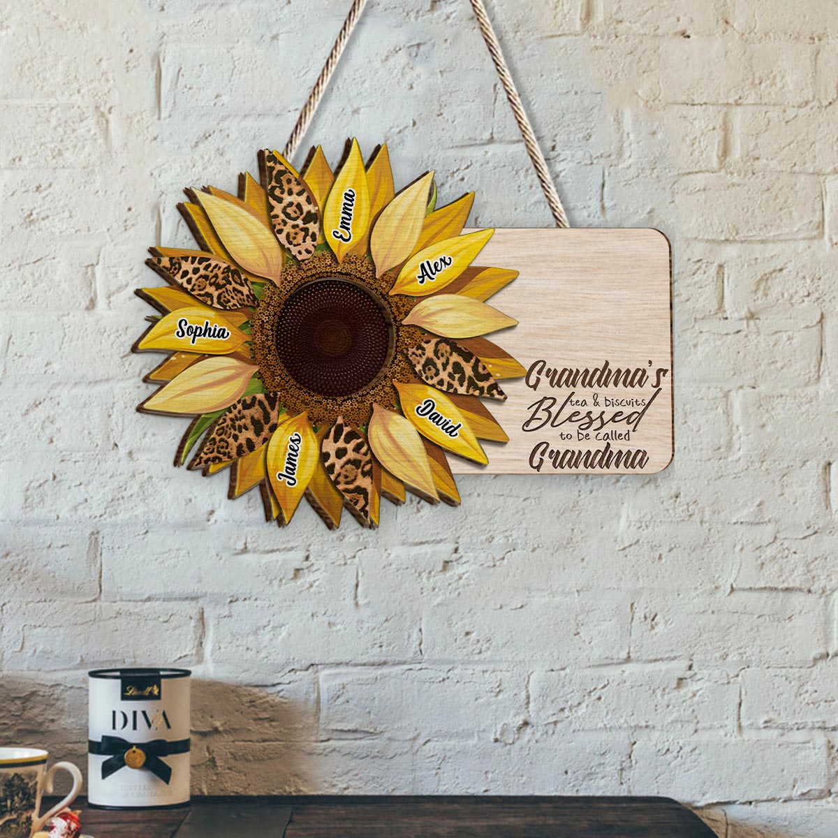 Grandma's Tea & Biscuits - Personalized Grandma 2 Layered Wood Sign