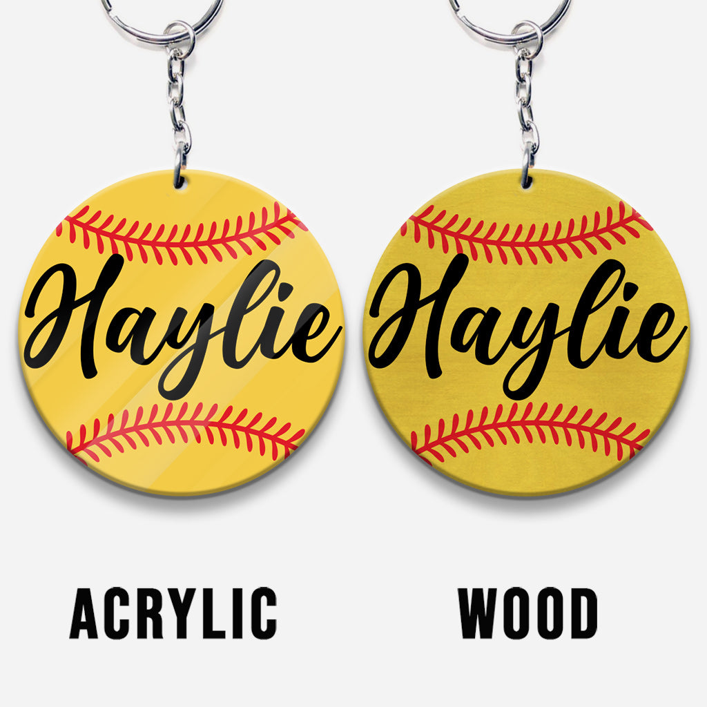 Love Baseball - Personalized Softball Keychain