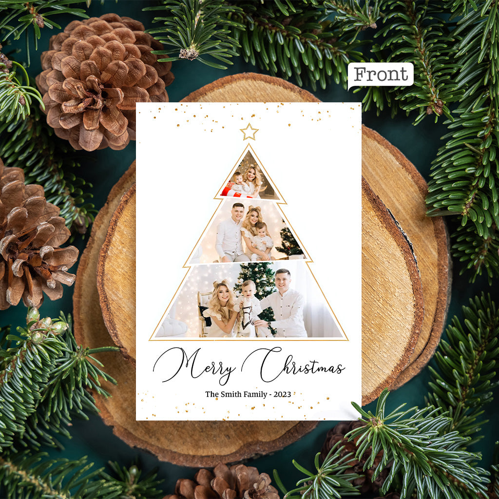 Custom Photos Names And Message Merry Christmas Card - Personalized Family Greeting Card