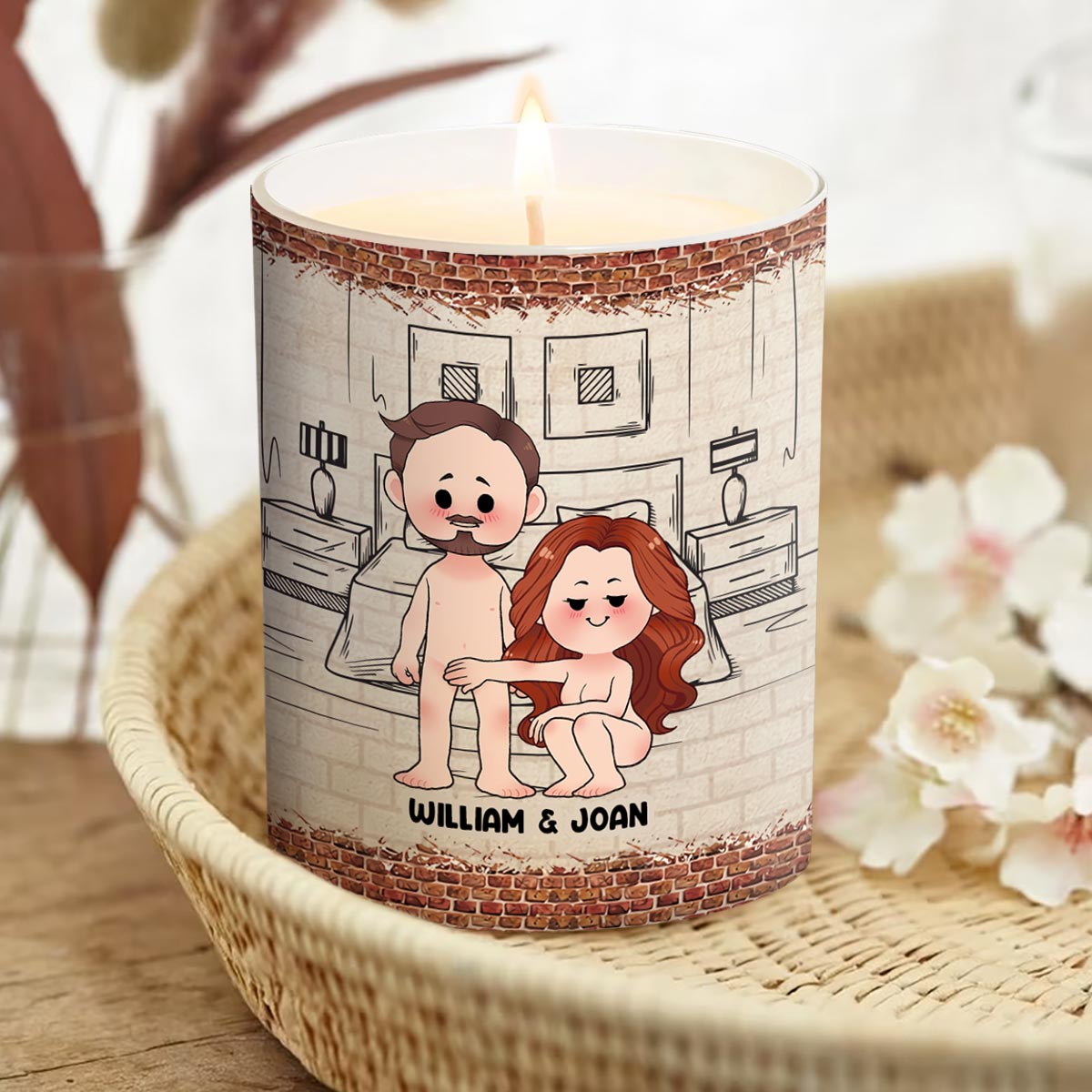 When This Candle Is Lid - Personalized Couple Candle With Wooden Lid