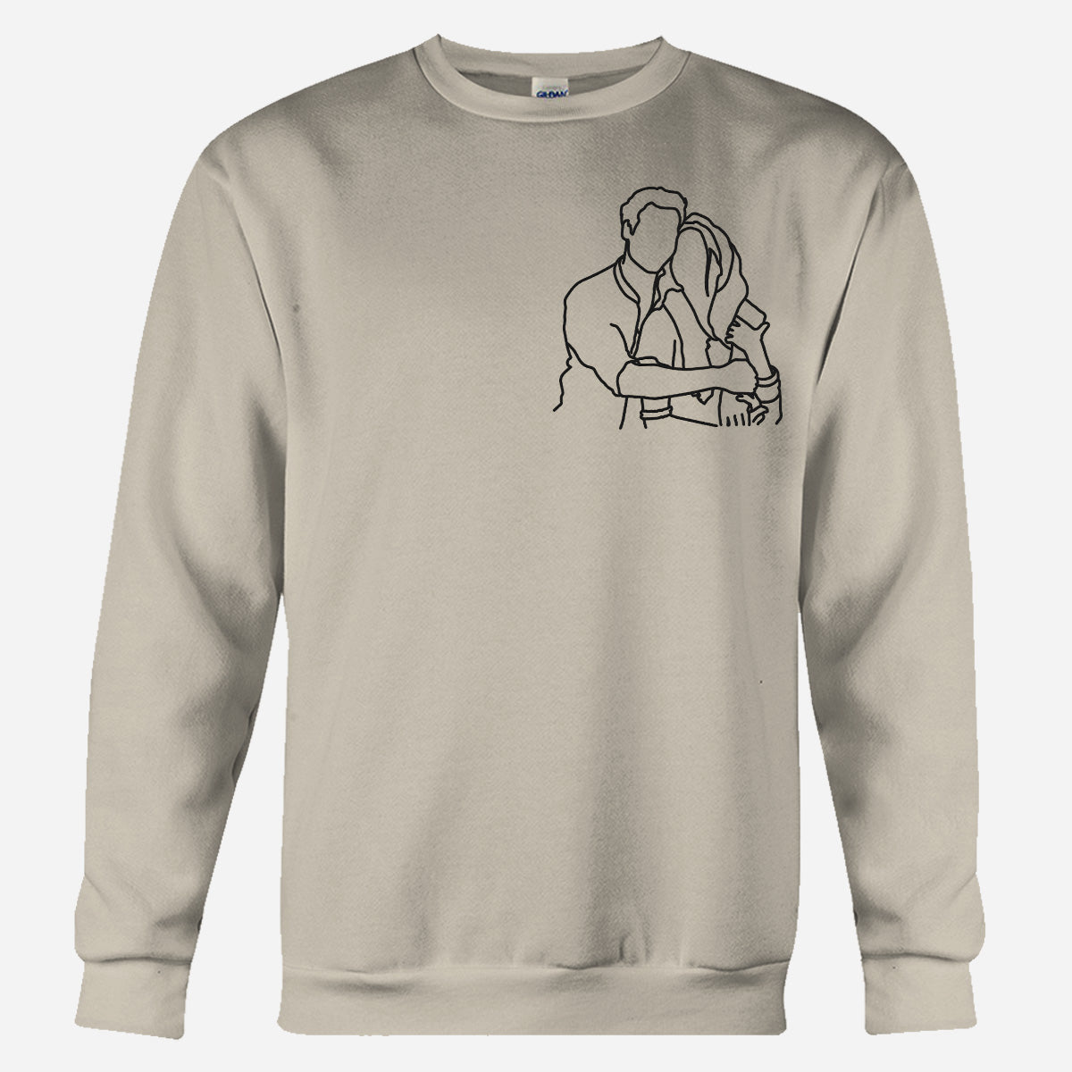 Custom Line Art - Personalized Couple Embroidered Sweater