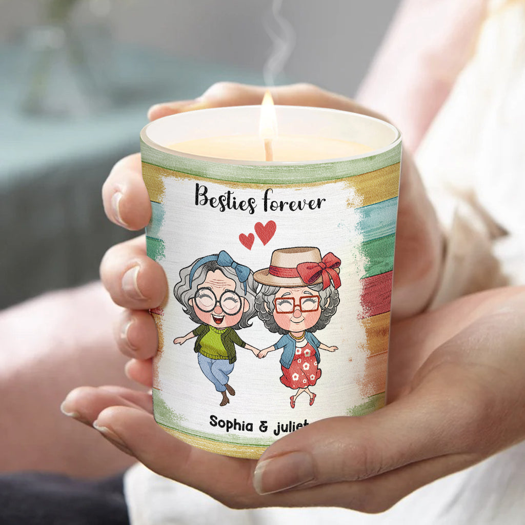 We'll Be Friends Until We're Old - Personalized Bestie Candle With Wooden Lid